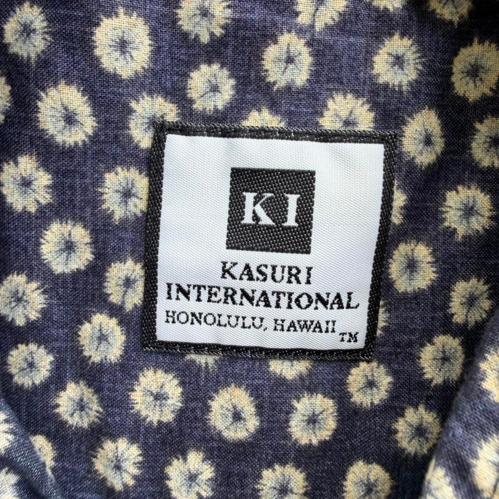 Vintage Kasuri International Honolulu Floral Button Up Shirt Mens Large Navy